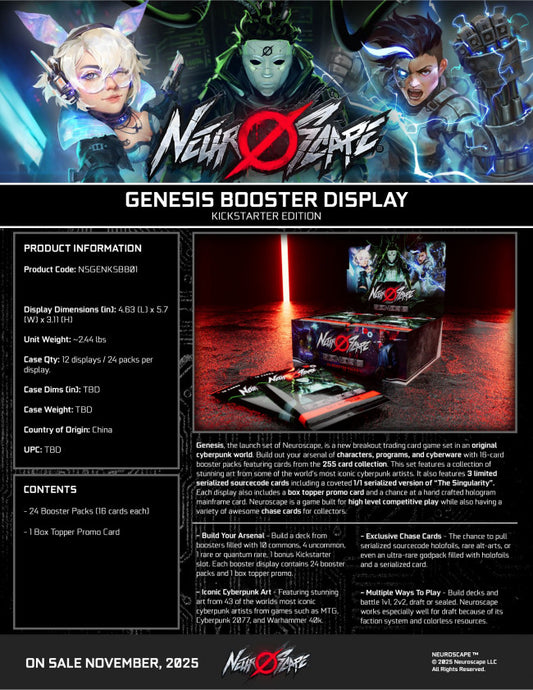 Neuroscape TCG Genesis Booster Box Sealed Trading Card Game New