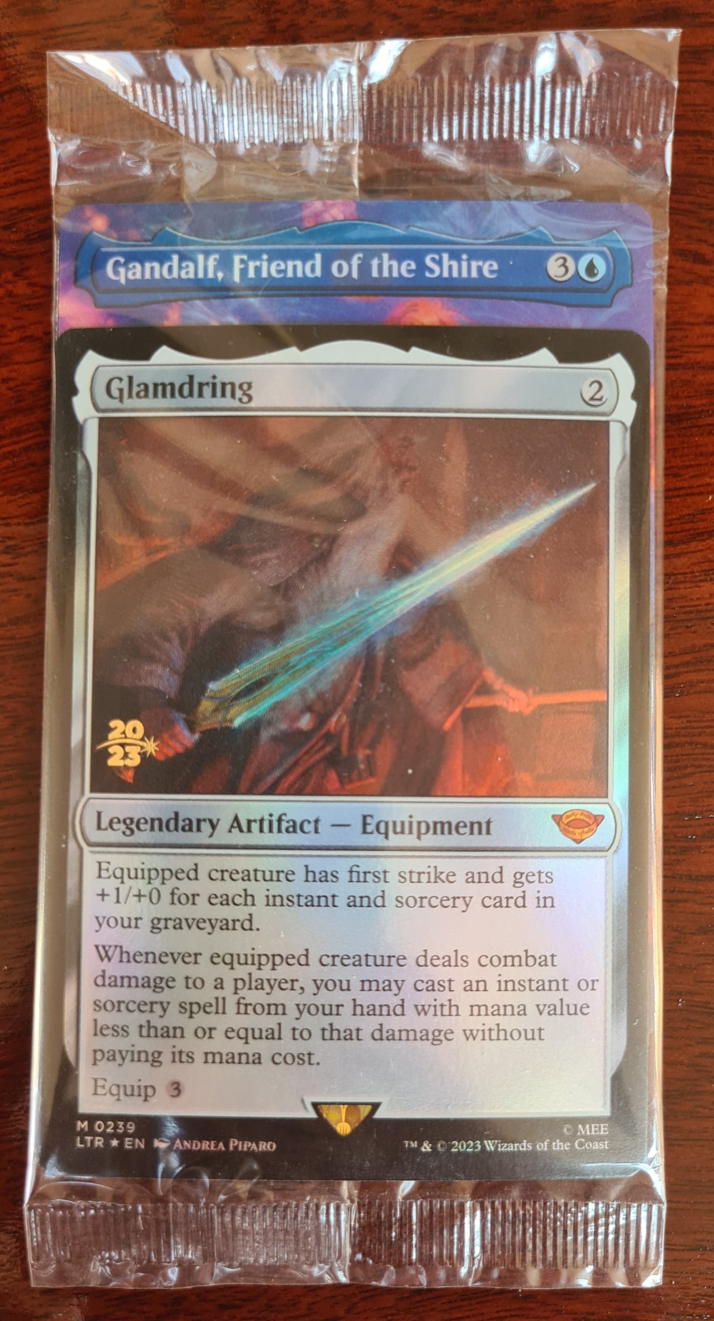 Magic The Gathering - Glamdring + Gandalf, Friend of the Shire Pre-release Cards Sealed (EX)