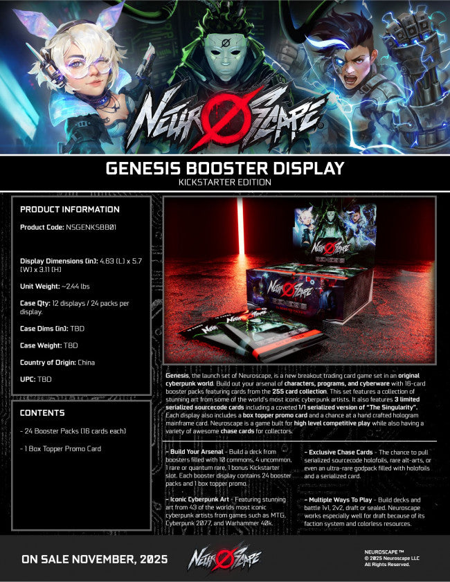 Neuroscape TCG Genesis Booster Box Sealed Trading Card Game New