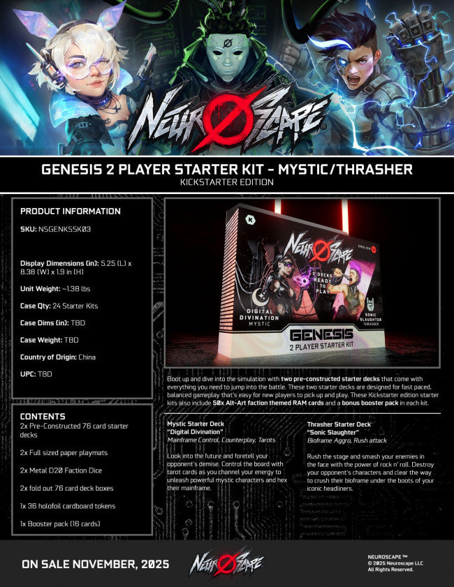 Neuroscape TCG Genesis: 2-Player Starter Kit Thrasher/Mystic New